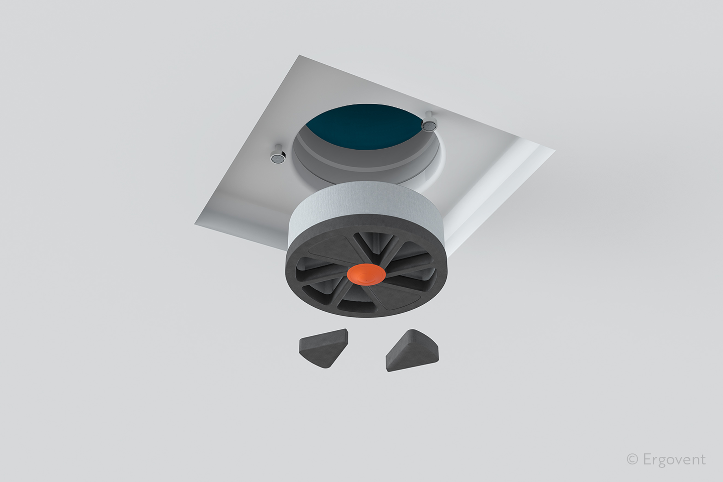 Čtvercové ventily ERGOVENT KVADRO – detail instalace